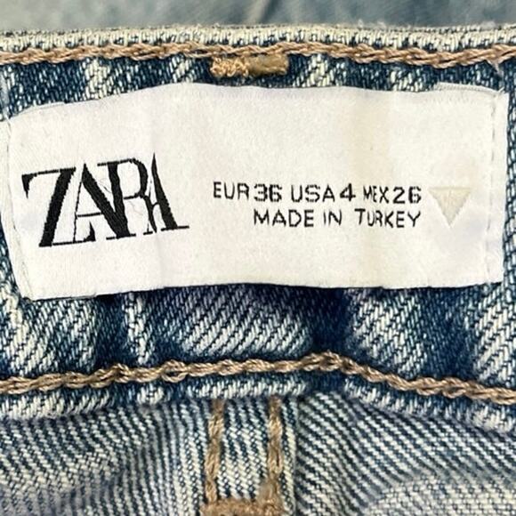 Zara Women's Blue Light Wash High Waisted Straight Tapered Ankle Denim Jeans 4 - Picture 4 of 5